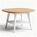 Wooden top coffee table with white legs and lower shelf 80 x 60 x 45cm