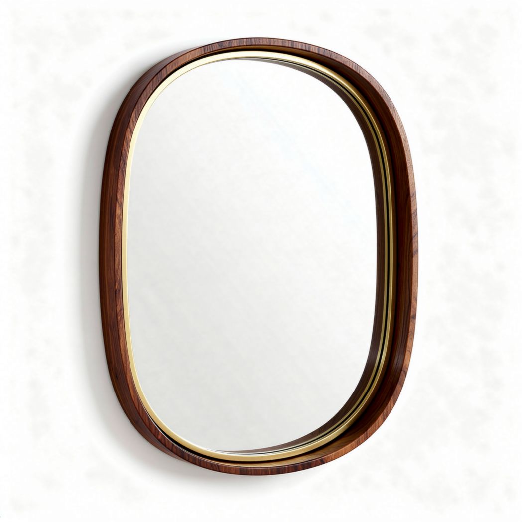 Wooden framed oval mirror with gold accents 70 x 45 x 5cm