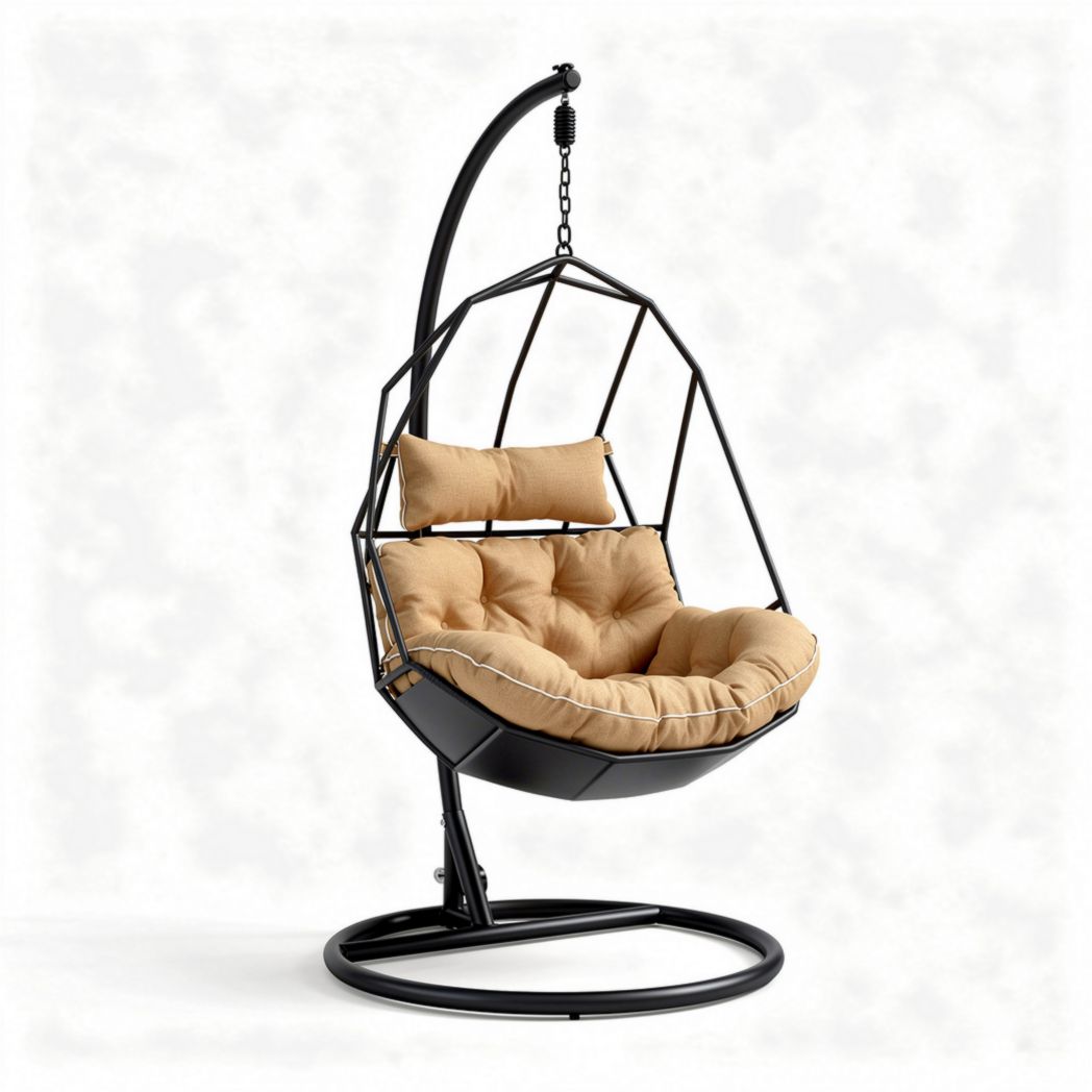 Hanging cocoon chair with metal frame and removable cushion 100 x 80 x 120cm