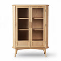 Wooden display cabinet with glass doors and adjustable shelves 80 x 40 x 120cm