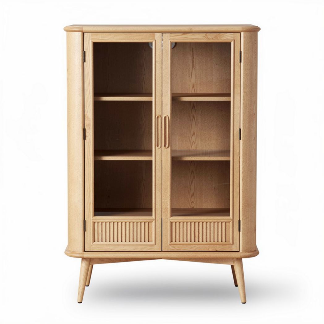 Wooden display cabinet with glass doors and adjustable shelves 80 x 40 x 120cm