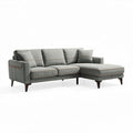 L-shaped sectional sofa in gray fabric with wooden legs 230 x 90 x 85cm