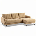 Linen fabric sectional sofa in beige with modern design 210 x 90 x 85cm